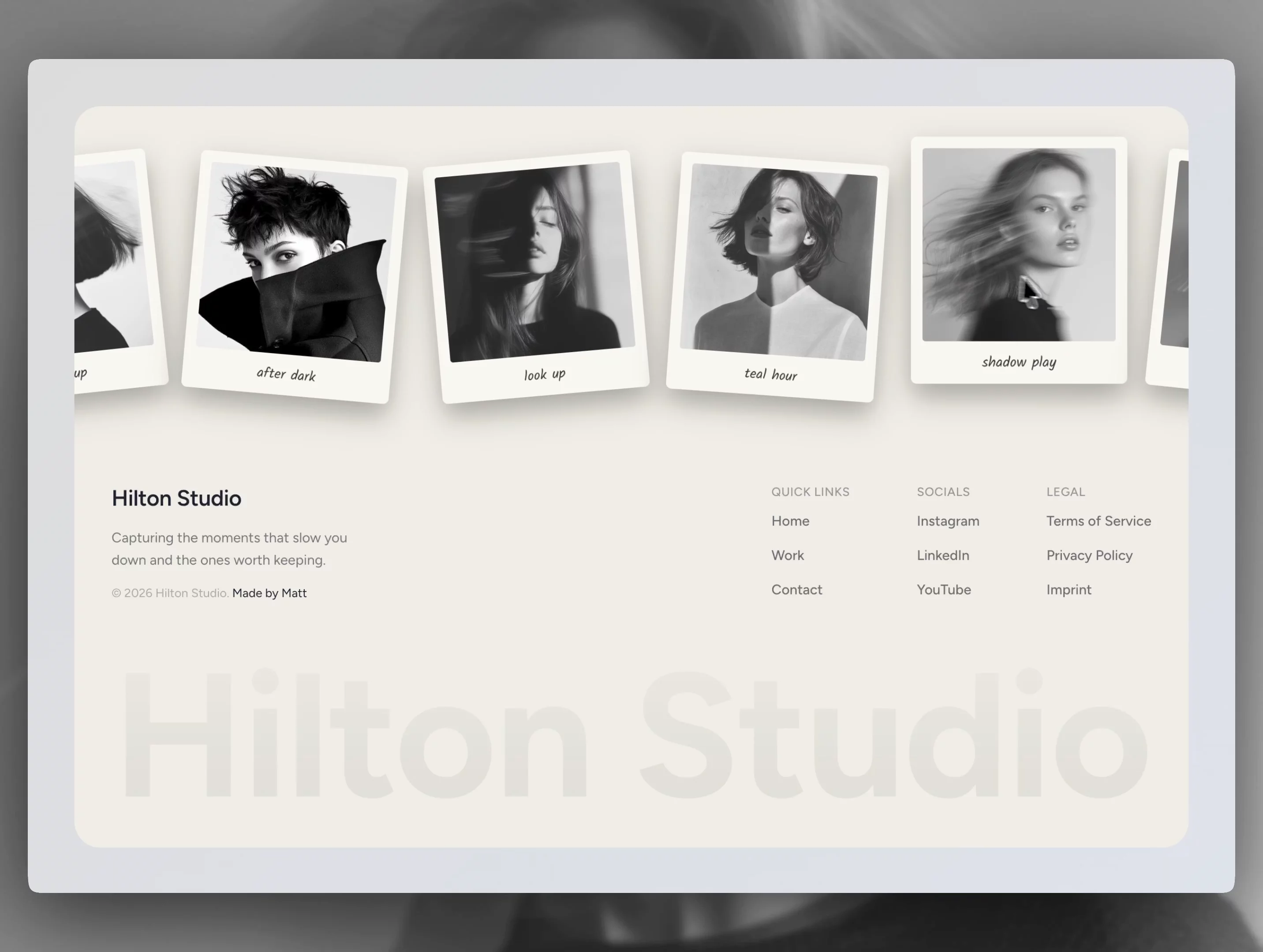 Your best work shouldn’t stop moving at the bottom of the page.Polaroid Footer brings photos, captions, and polished interactions together in one distinctive experience.Explore the component and make it yours here 🔥