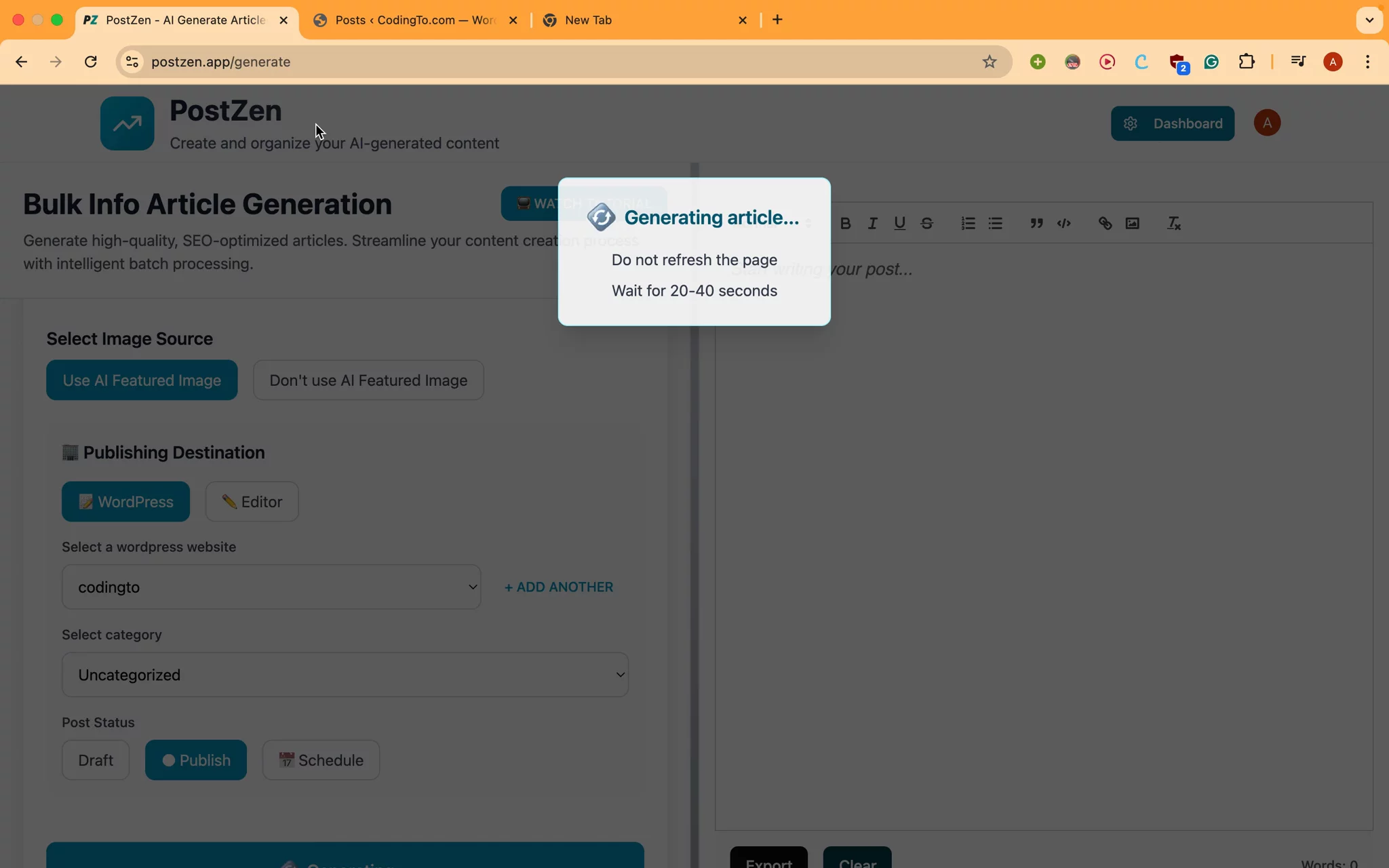 PostZen - AI Articles to WordPress in Minutes image 1