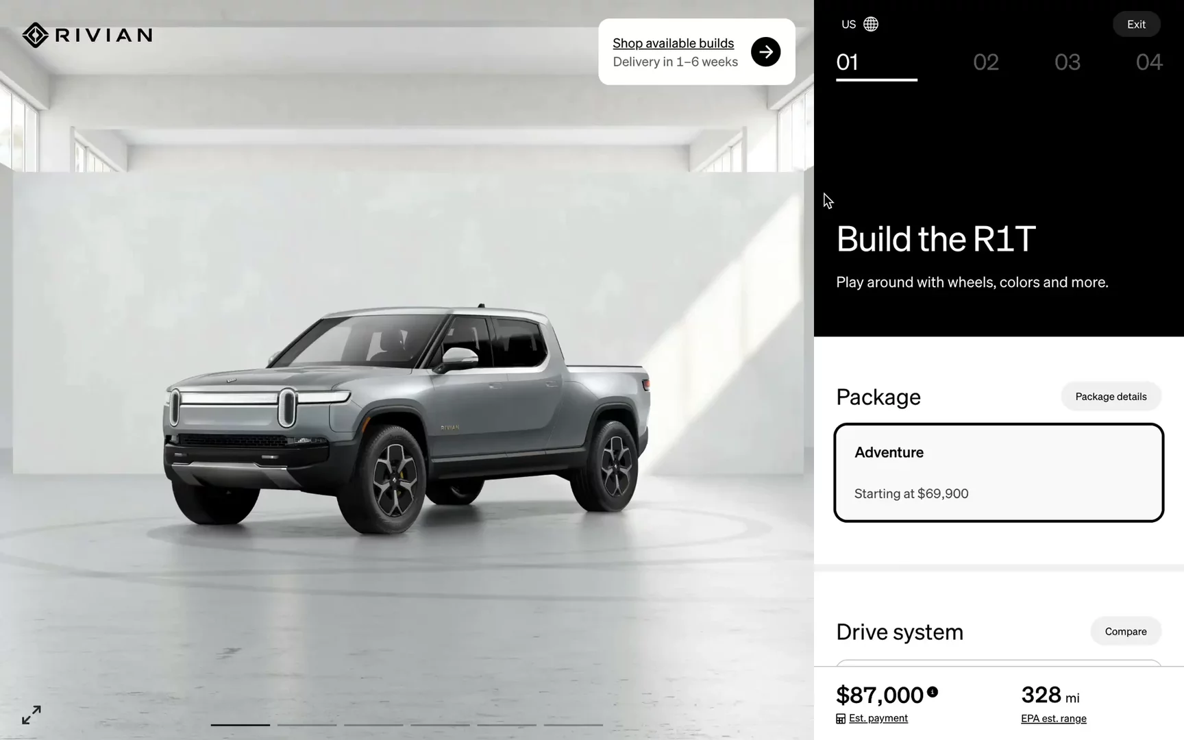 Screen recording of Rivian configurator website.