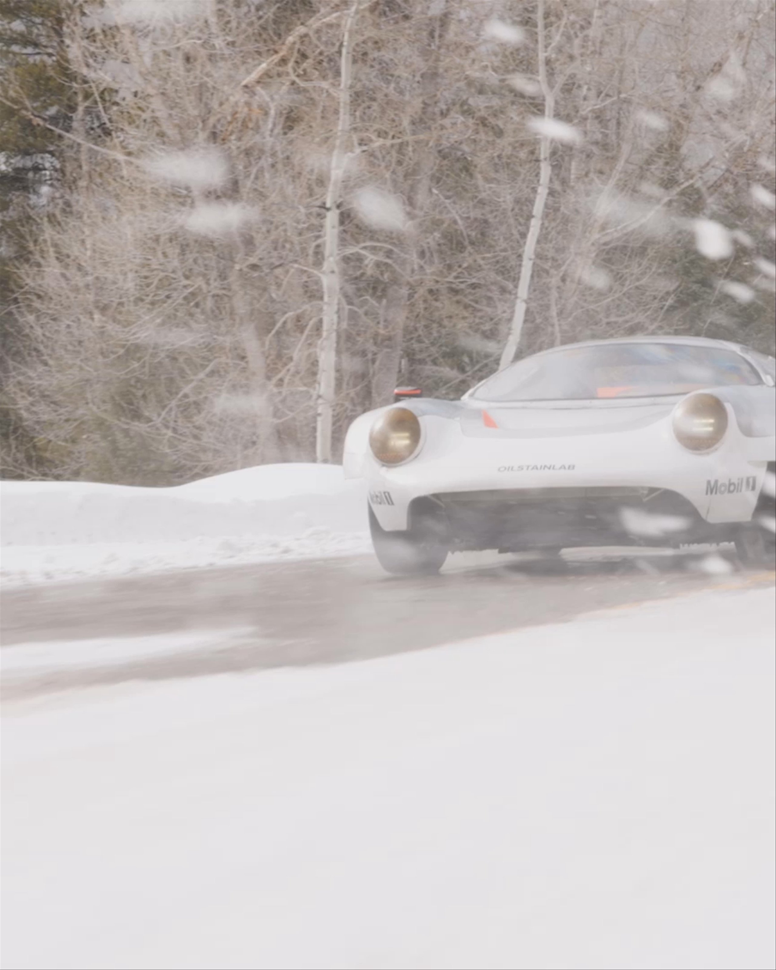 Video of Half11 prototype driving down road in blowing snow