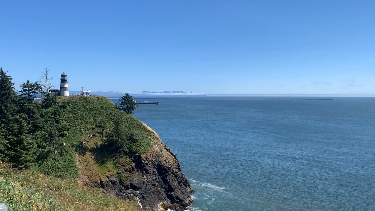 Cape Disappointment State Park - A ship headed to the Pacific and beyond.   Oregon is seen in the background. - Parks Near Me - Ilwaco, Washington