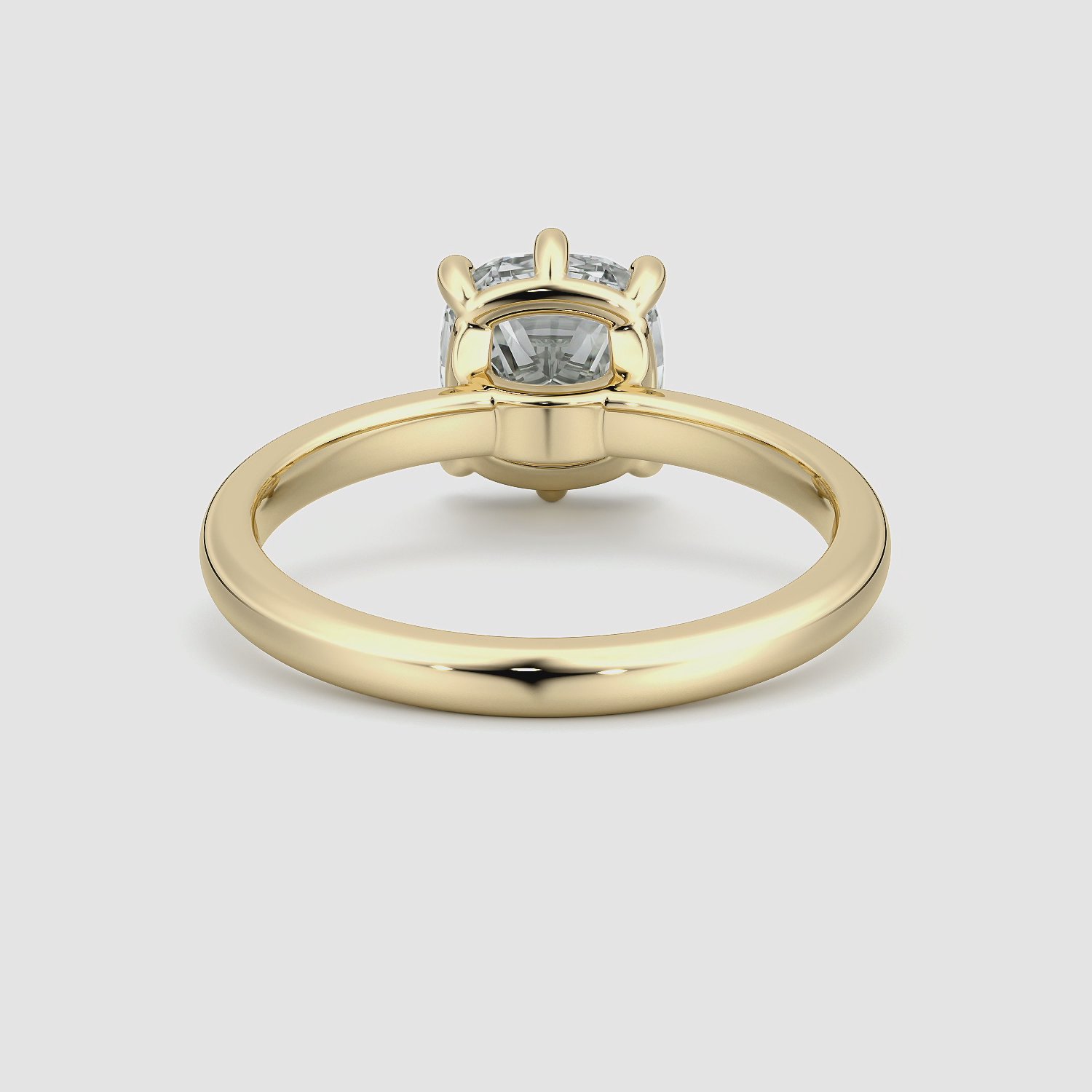 The Signature 6 Prong | Cushion | 18k | Yellow Gold | bandAccent: Plain | bandWidth: large | hiddenHalo: no | diamondOrientation: vertical | caratWeight: other