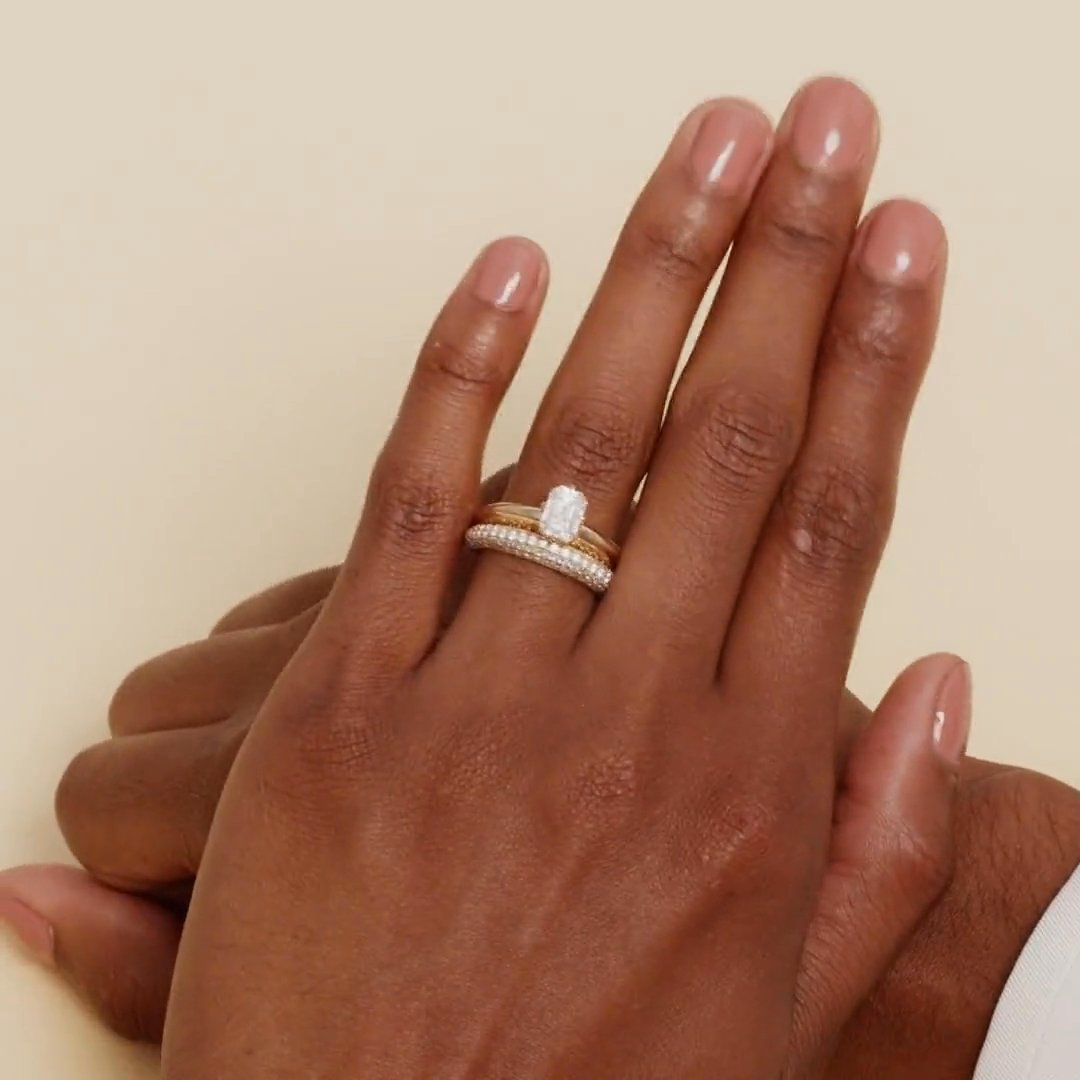 The Curator Band | Round Brilliant | 14k | Rose Gold | bandAccent: Pavé