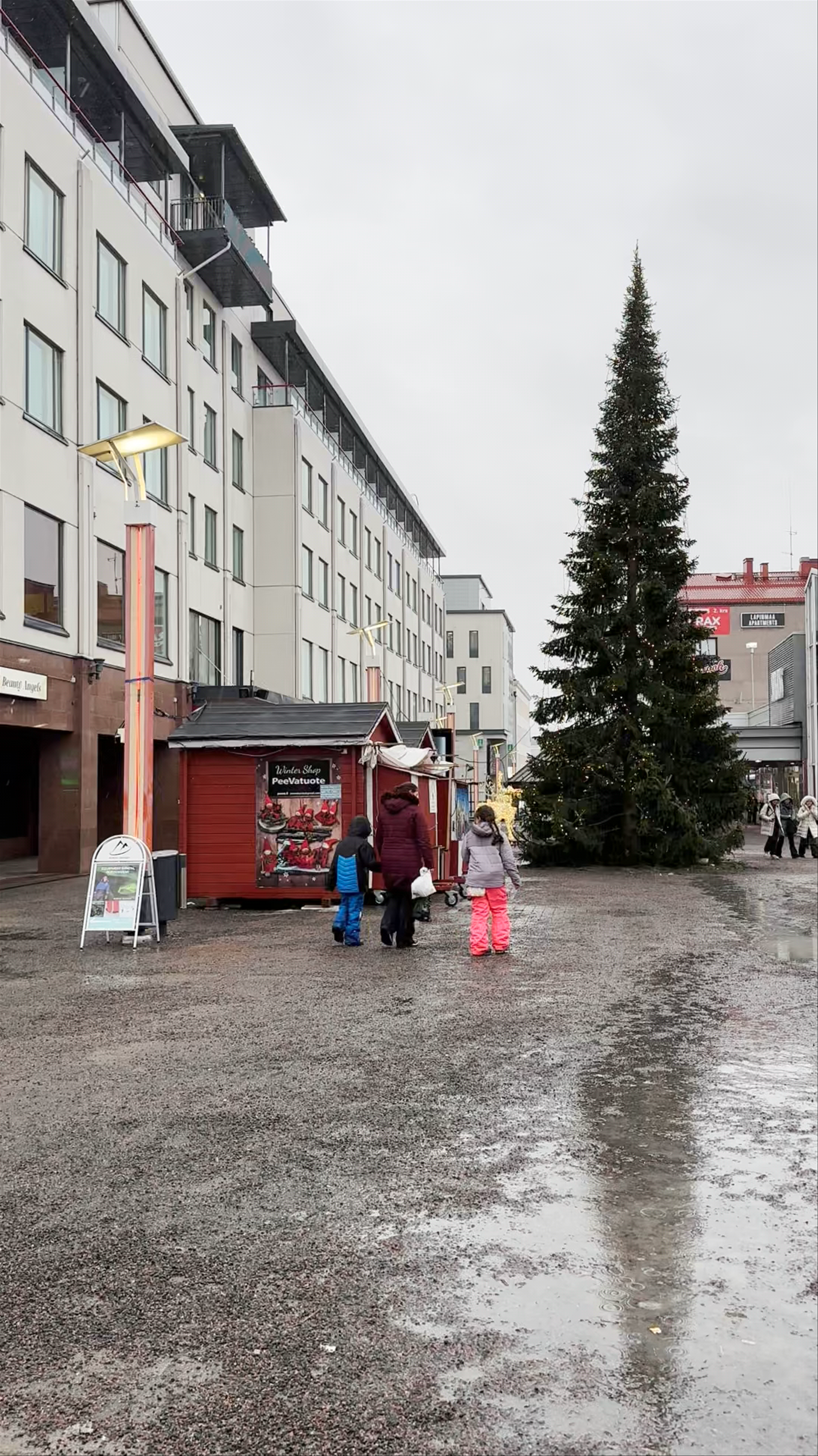 Winter Walk Through Lordi Square, Rovaniemi, Finland