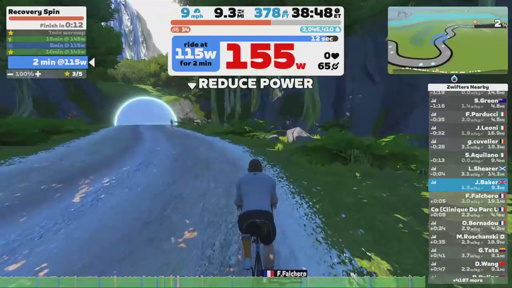 Zwift - Recovery Spin  on Big Flat 8 in Watopia