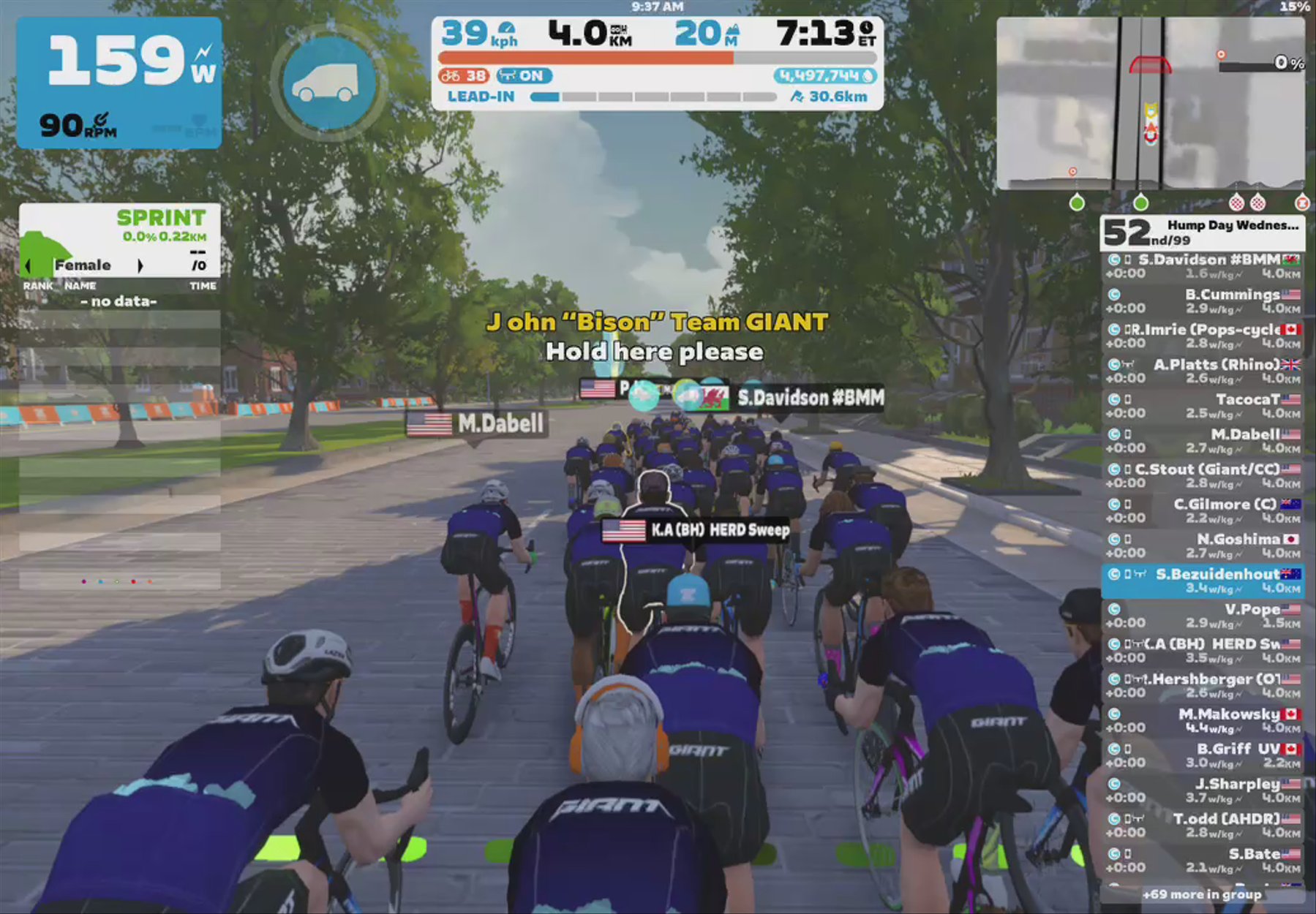 Zwift - Group Ride: Hump Day Wednesday p/b GIANT (C) on The Fan Flats in Richmond