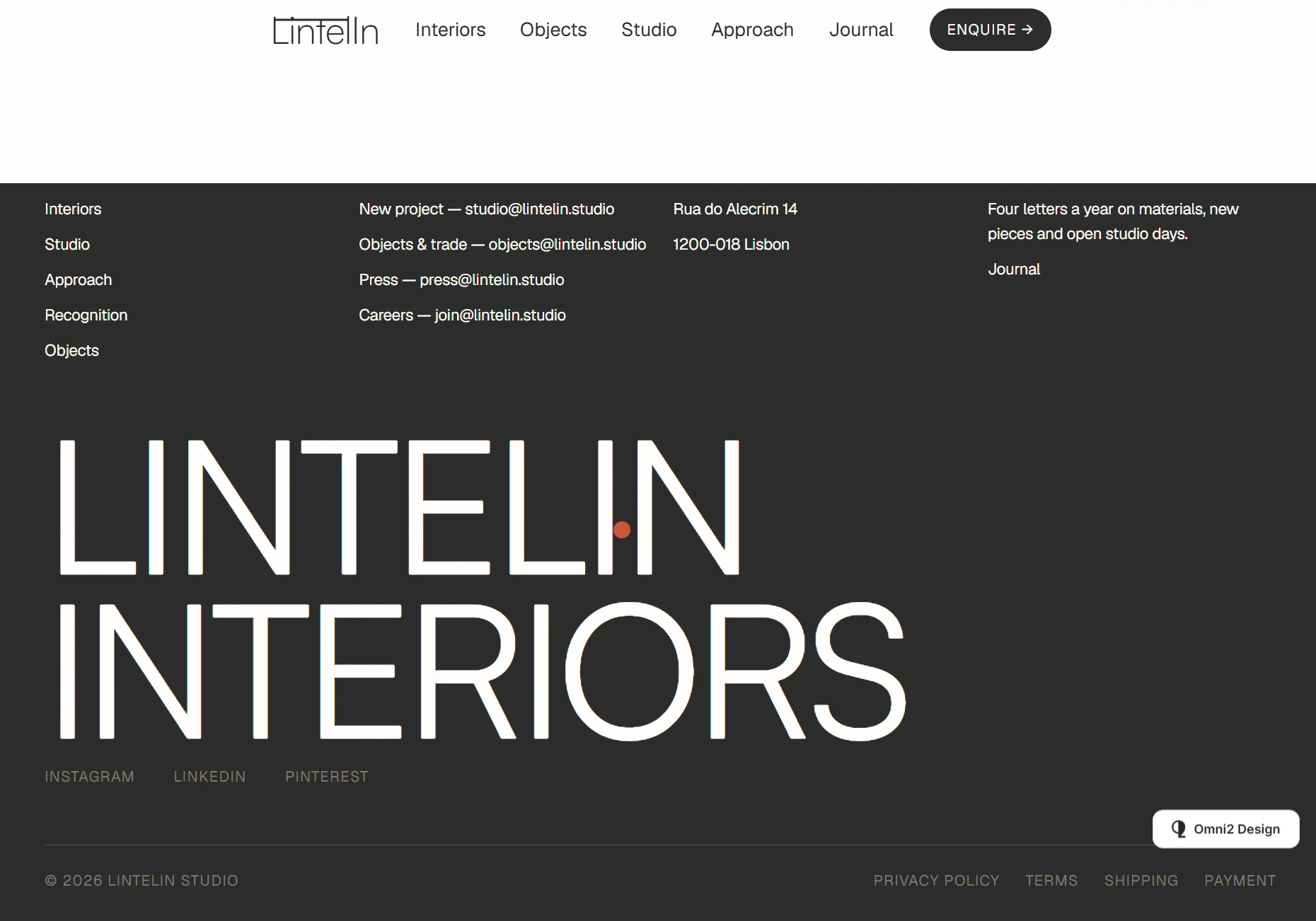 Objects detail page for our new template: Lintel In📢🏠A Framer template for interior design studios that also make or sell their own objects, furniture, and lighting.