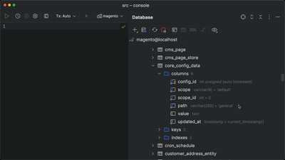 Inspect configuration using the core_config_data database table in Magento