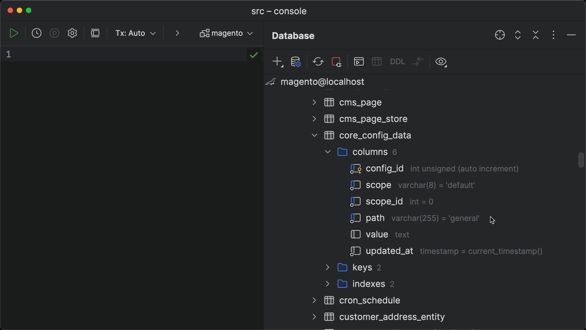 Inspect configuration using the core_config_data database table in Magento