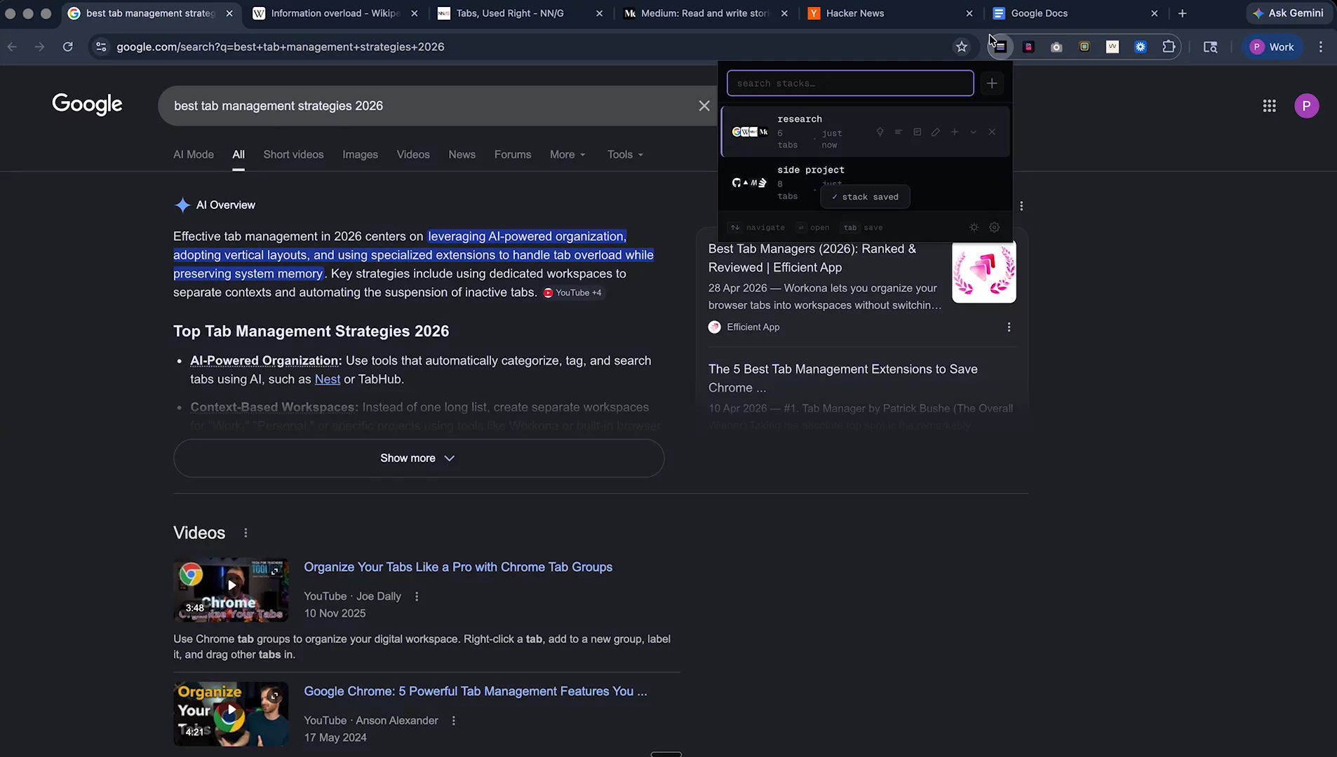 Stack - Tab Manager & Session Saver image 1