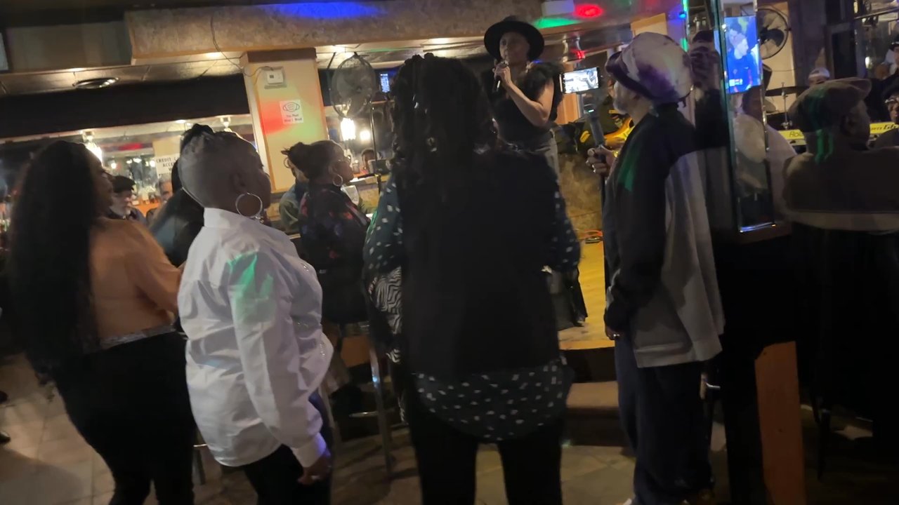 50 Yard Line - Singer Noreen Stark singing happy birthday to the bday ladies - Sports Bars Near Me - Chicago, Illinois