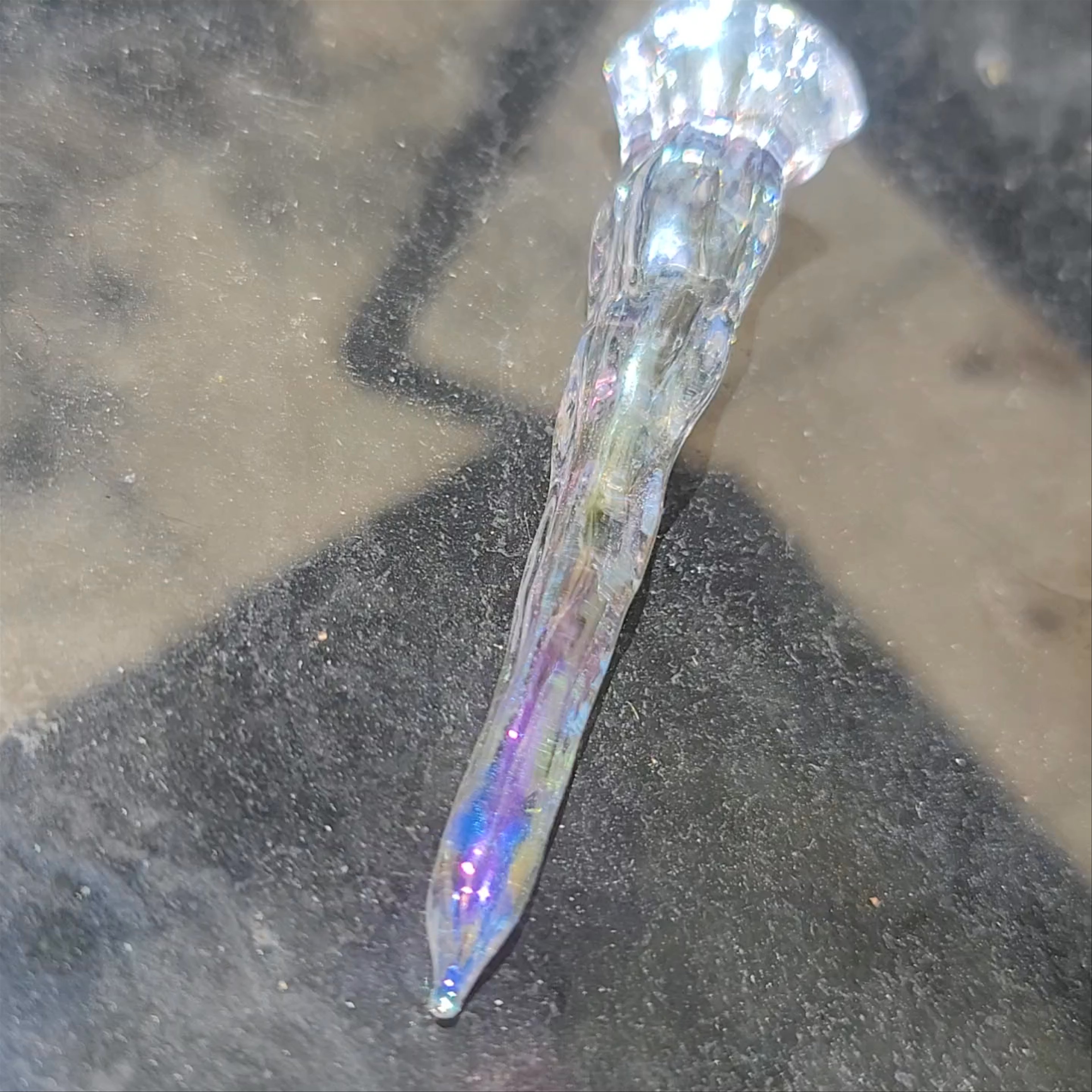 Preview pic of Iridescent Icicle Glass Dabber Poker Dab Tool