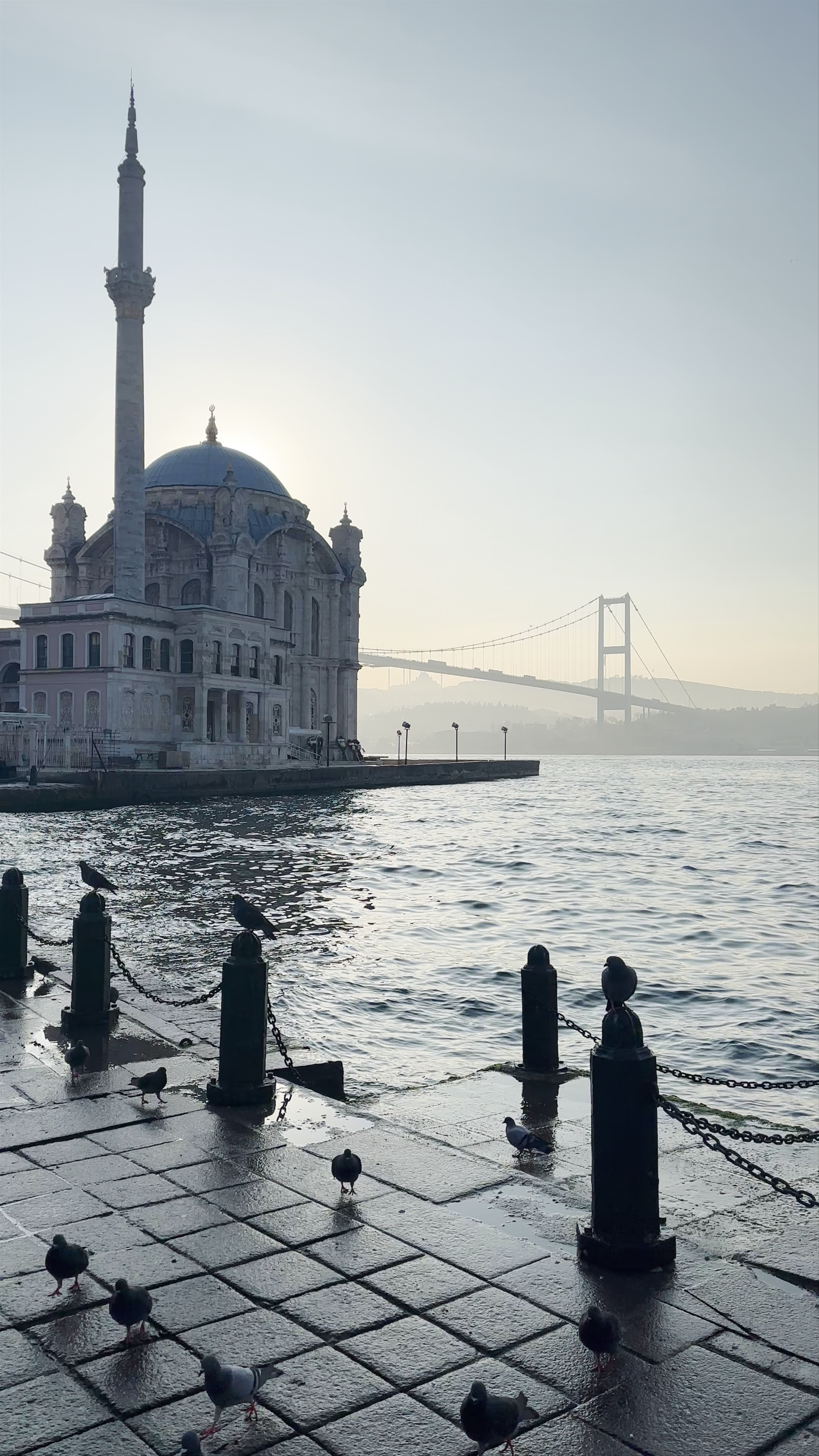 Ortaköy Mosque and Bosphorus Bridge at Dawn in Istanbul