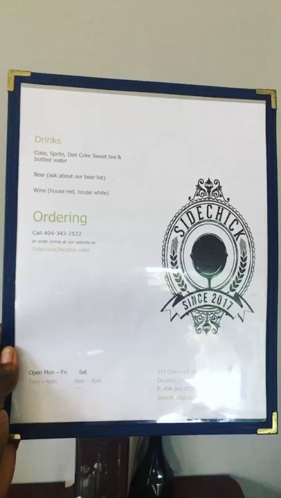 Sidechick - Menu - Sandwiches Near Me - Decatur, Georgia