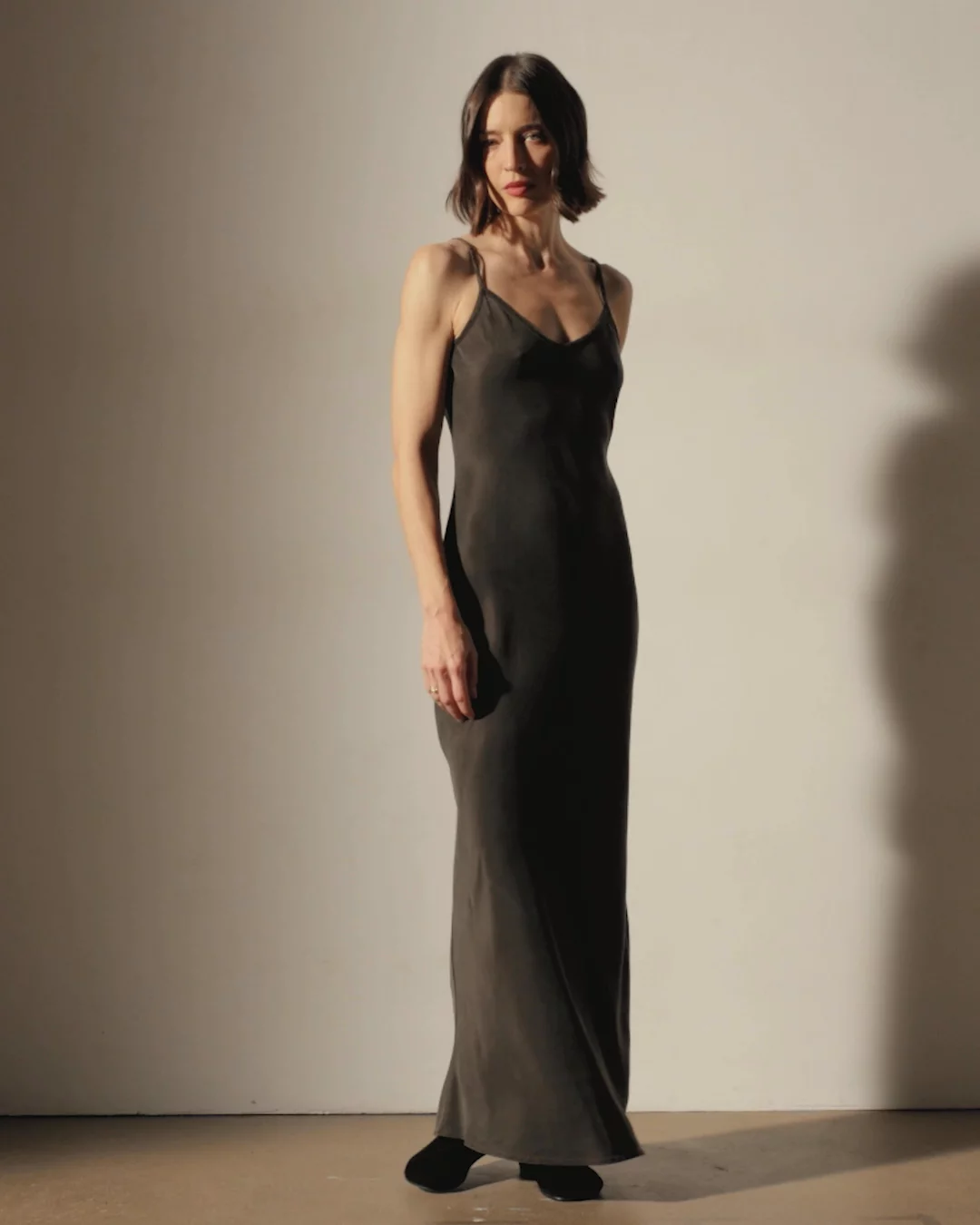 silk slit dress Casual Silk Boho Wedding Dress with Side Slit