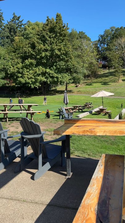 The Pub At Laurelwood - Area outside The Pub really fun outdoor seating - New American Near Me - Eugene, Oregon