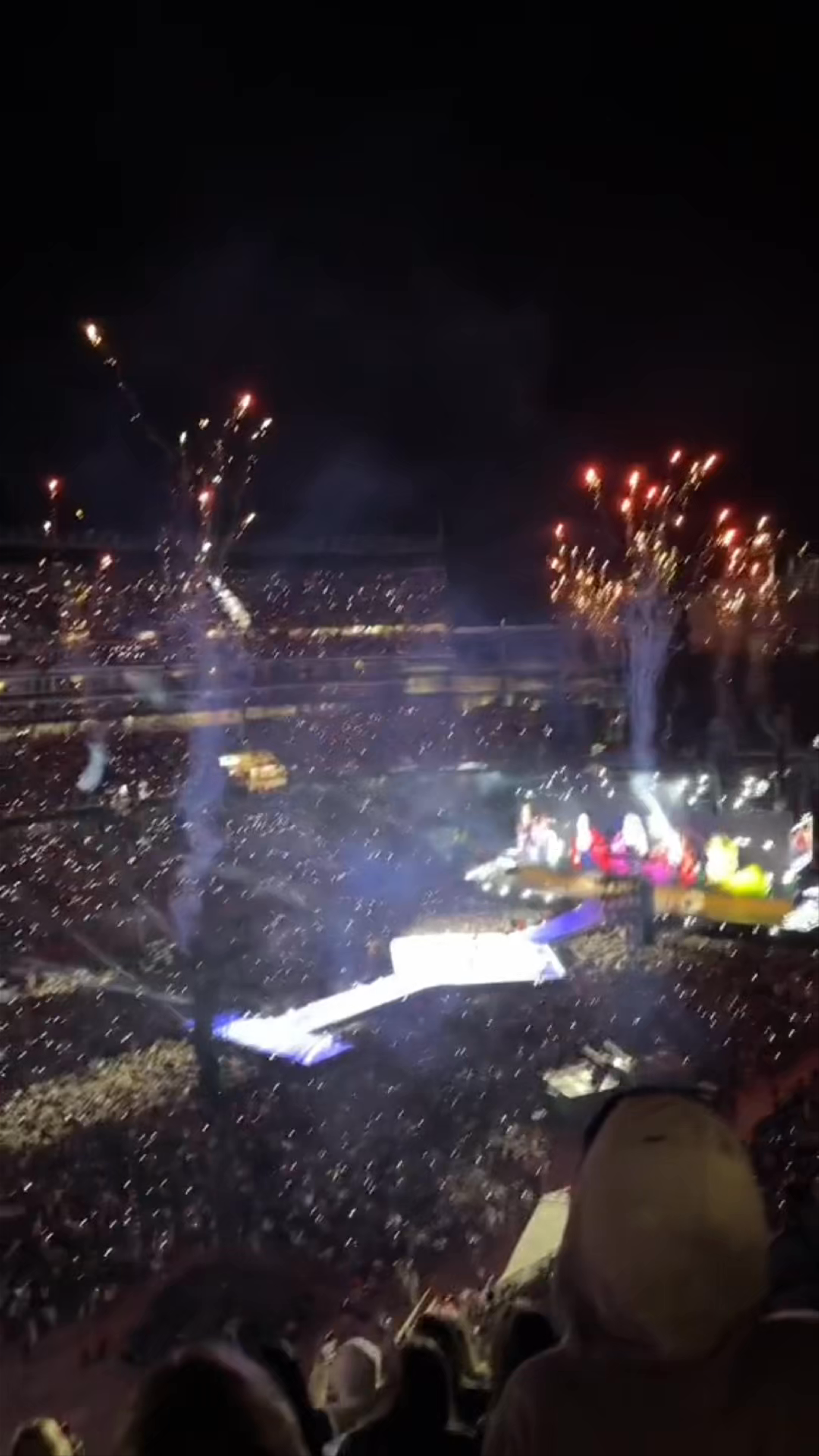 Epic Night Concert at Gillette Stadium with Fireworks and Massive Crowd