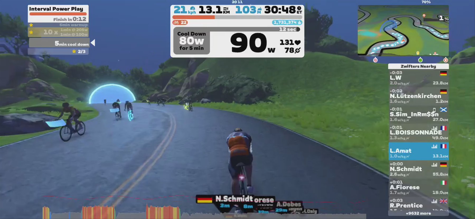 Zwift - Interval Power Play in Watopia