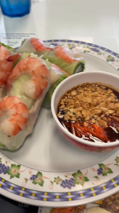 Larkin Restaurant - E02. Goi Cuon-roll and a Vietnamese iced F12. Vietnamese Ice Coffee. Fantastic choice. I will be back - Vietnamese Near Me - San Francisco, California