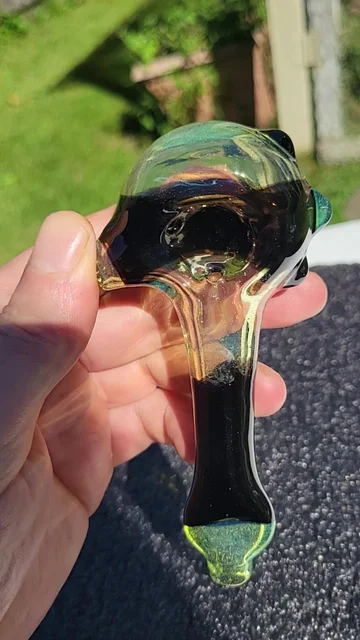 Preview pic of Cfl 3 hole hash pipe. Full color bubble hash spoon #5 sunset slyme and galaxy