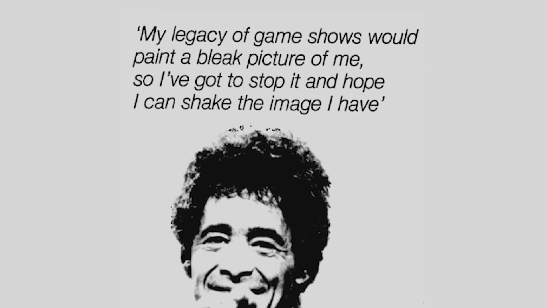 A high-contrast monochrome portrait of a man serves as the backdrop for introspective, reflective text regarding the weight of a professional legacy.