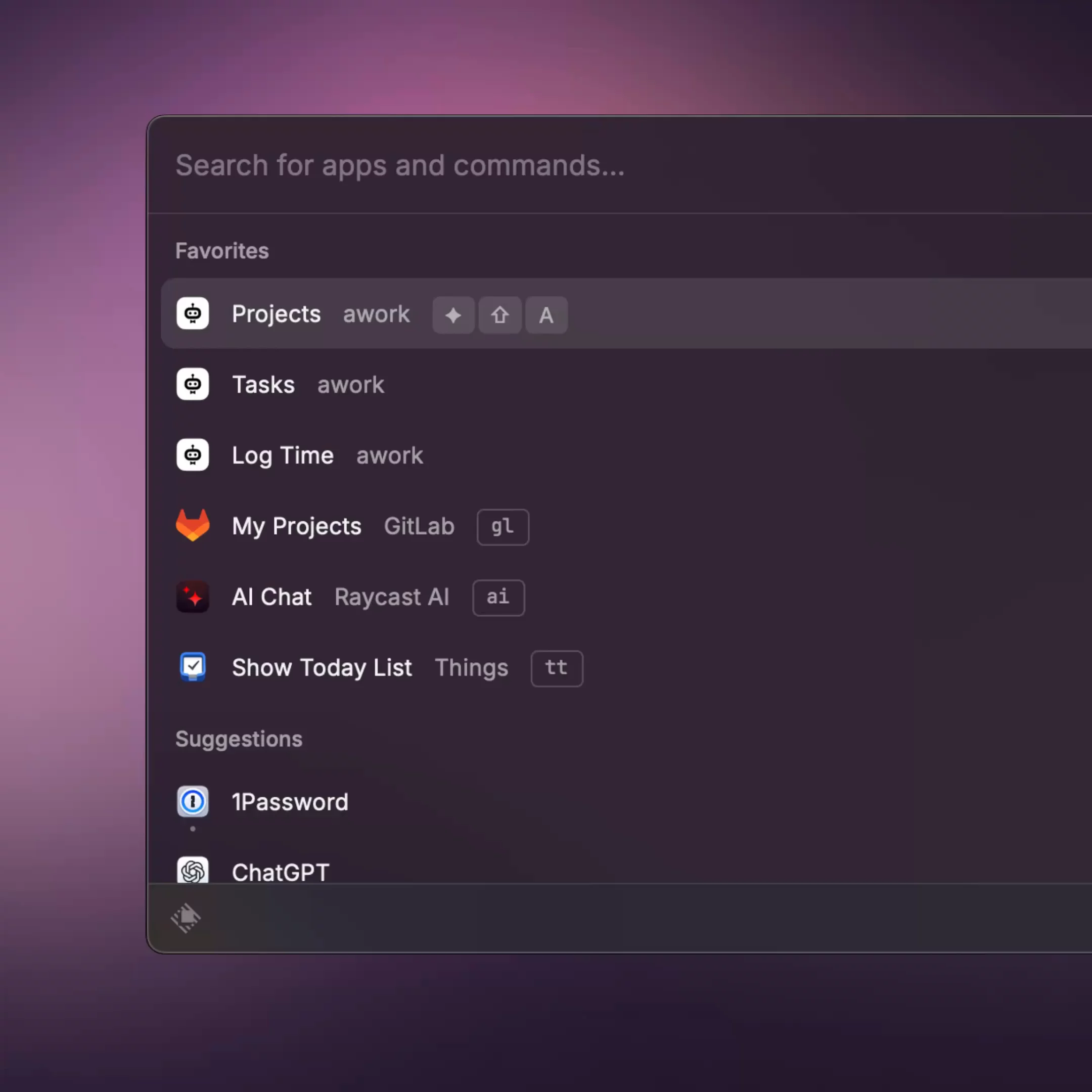 Die awork-Extension für Raycast mit schneller Projekt- und Aufgabensuche sowie direkter Zeiterfassung im Raycast-Workflow. | Hypercode, Digital Product Studio, Köln