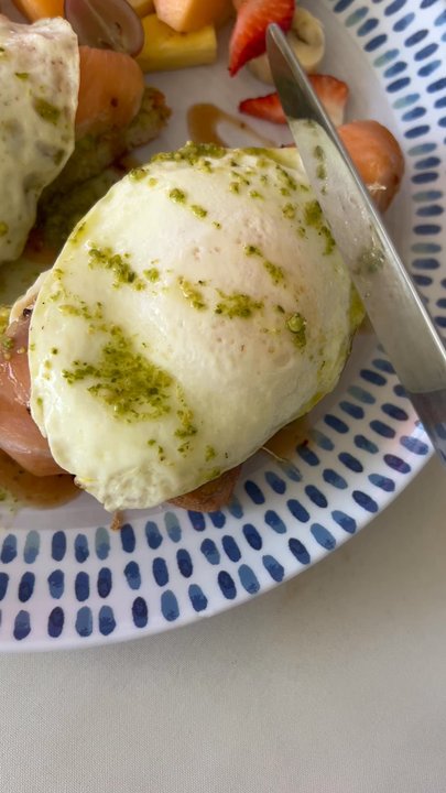 Cafe Brie - Avocado toast with fresh mozzarella and smoked salmon topped with poached egg and drizzled with sweet basil and balsamic glaze - Sandwiches Near Me - Pompano Beach, Florida
