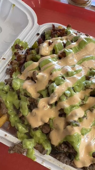 Chino's Mexican Kitchen - Our lunch! Aztec Hot Dog and Aztec Fries with carne asada and adobada! - Mexican Near Me - Las Vegas, Nevada