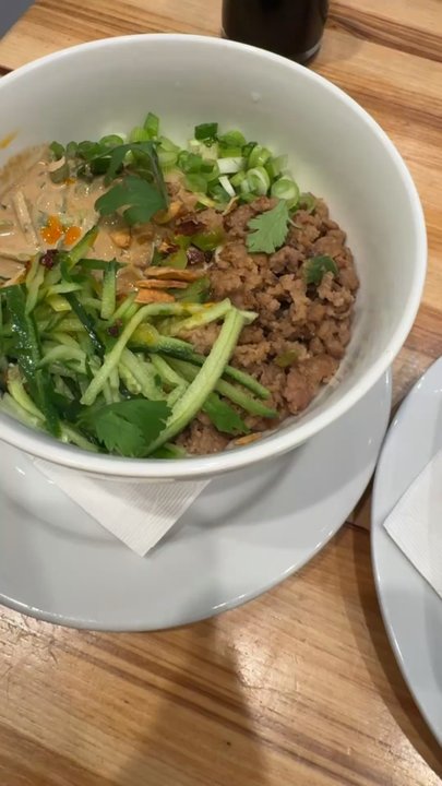 dan modern chinese - Dan Dan noodles with pork, pickles, and dumplings - Chinese Near Me - Long Beach, California