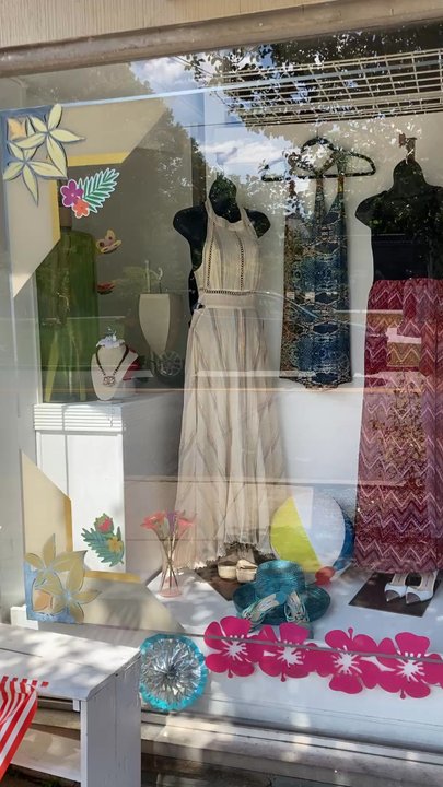 Erbys Elite Repeat - Storefront window of summer maxi dresses - Used, Vintage & Consignment Near Me - Madison, New Jersey