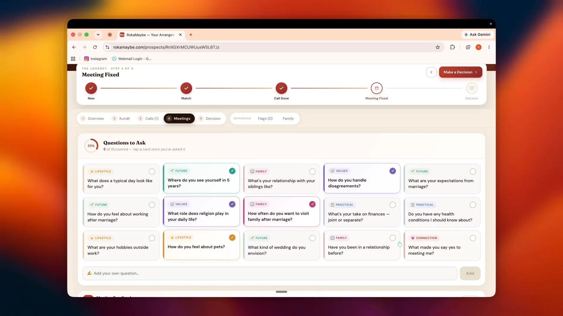 RokaMaybe — Your Arranged Marriage Tracker image 1