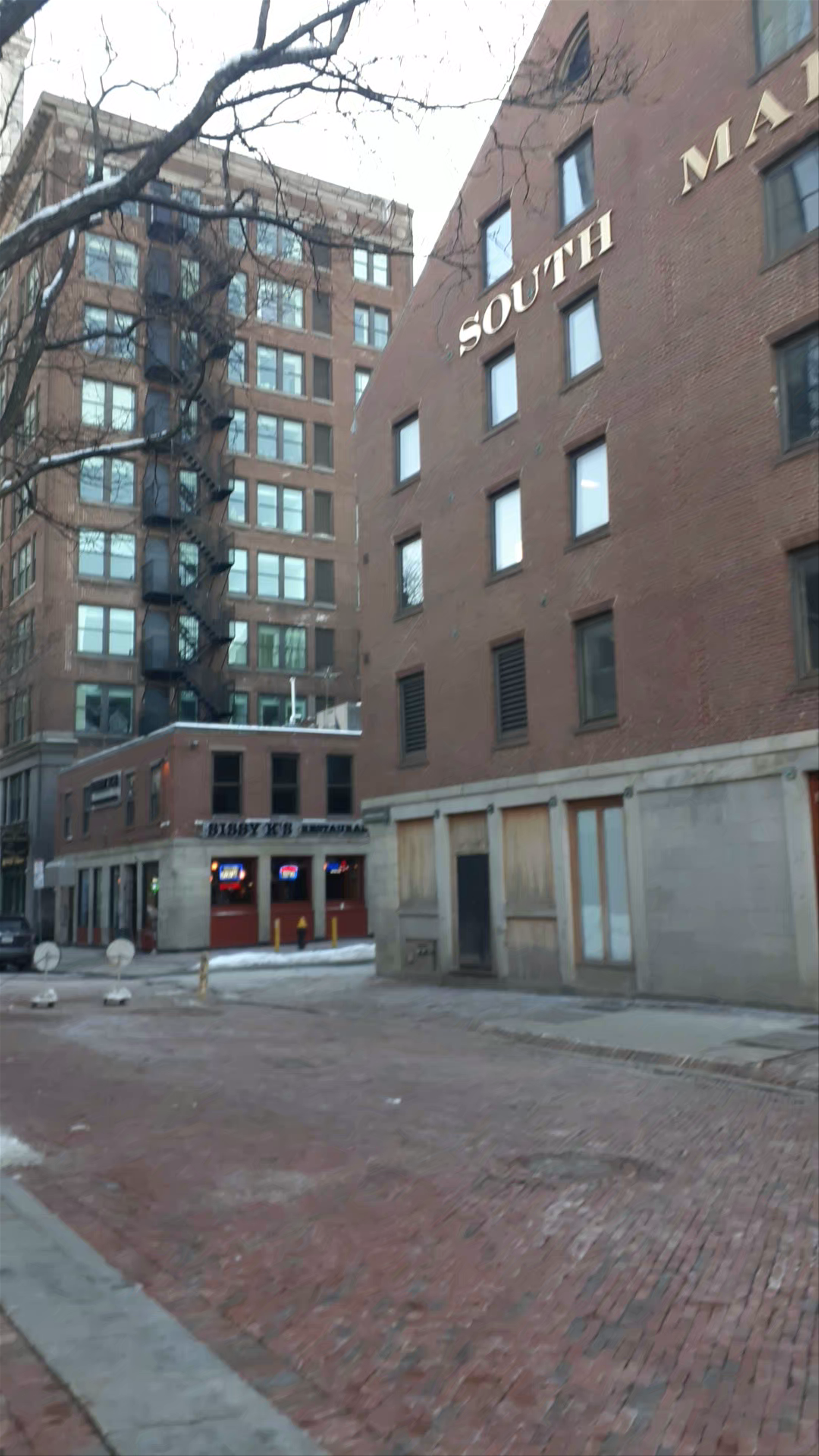 Historic Quincy Market and South Market in Boston Winter Walk
