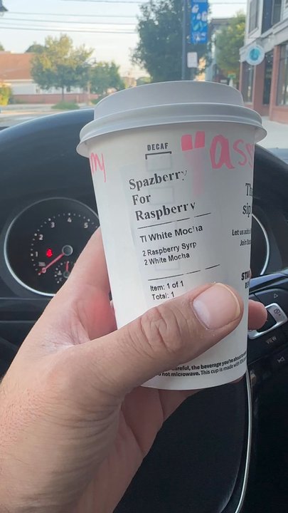 Starbucks - Tall, Hot Raspberry White Mocha (One less pump of each syrup) - Coffee & Tea Near Me - Brunswick, Maine
