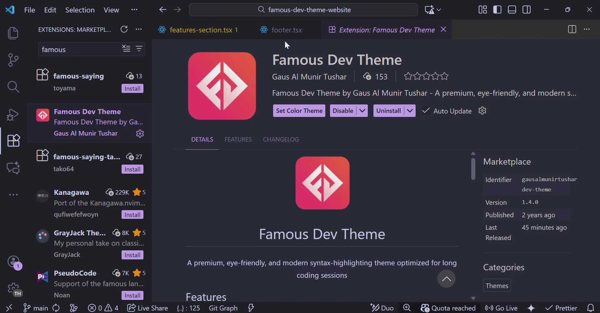 Famous Dev Theme - VSCode Theme image 1
