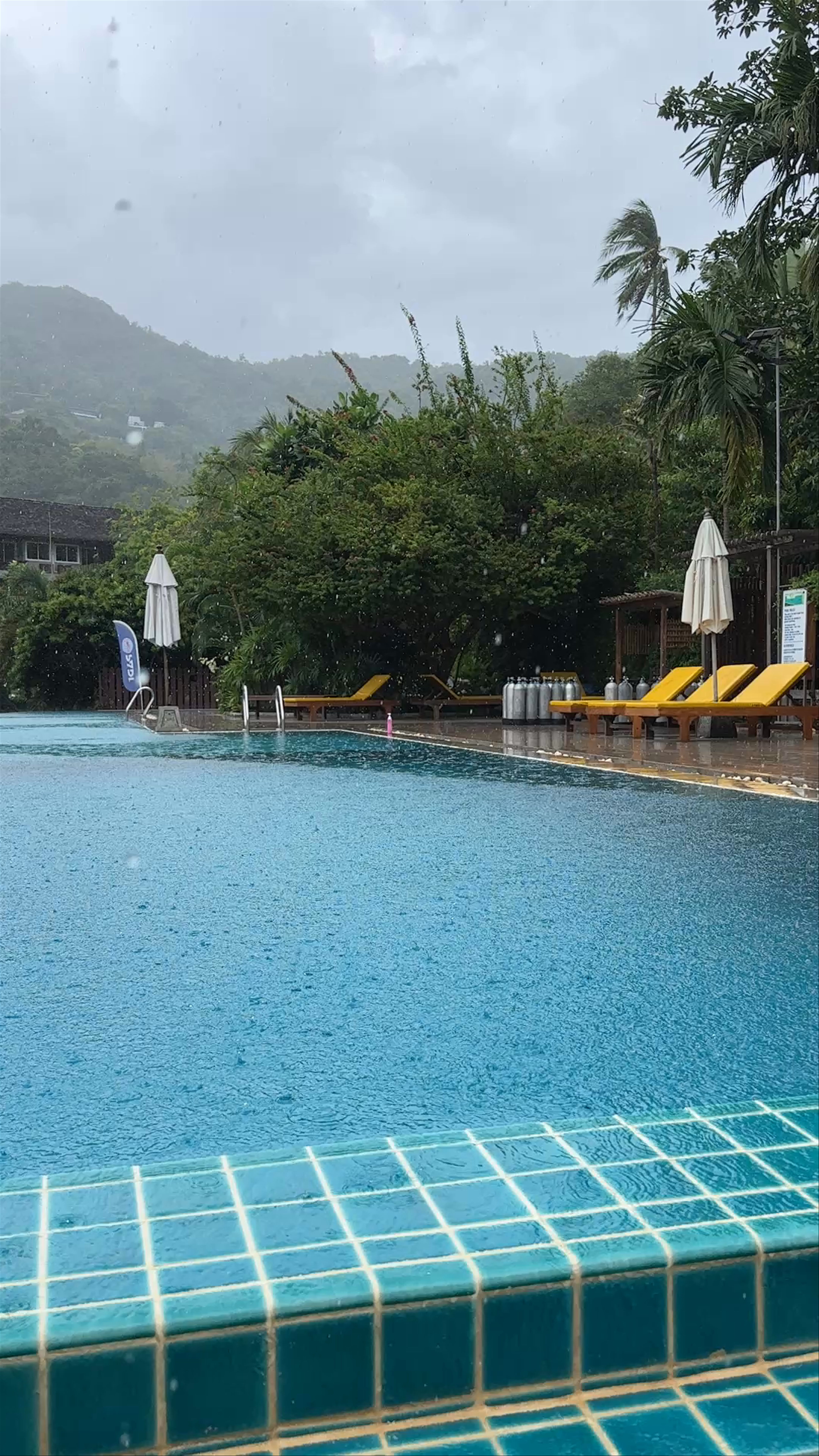 Rainy Day at Ban's Diving Resort Infinity Pool, Ko Tao, Thailand