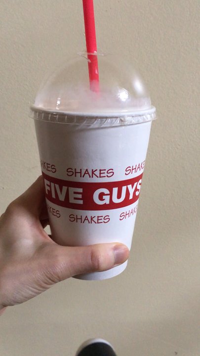 Five Guys - $4.88 Salted Caramel Milkshake, thick & tasty - Burgers Near Me - Glenville, New York