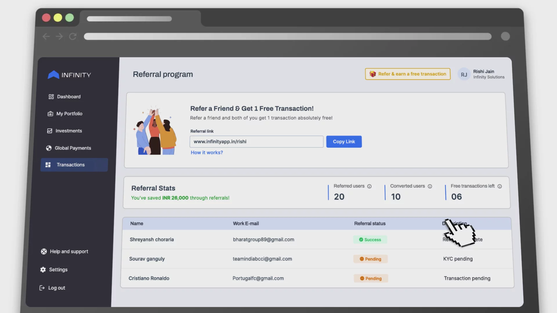 Infinity - Refer and Earn image 1
