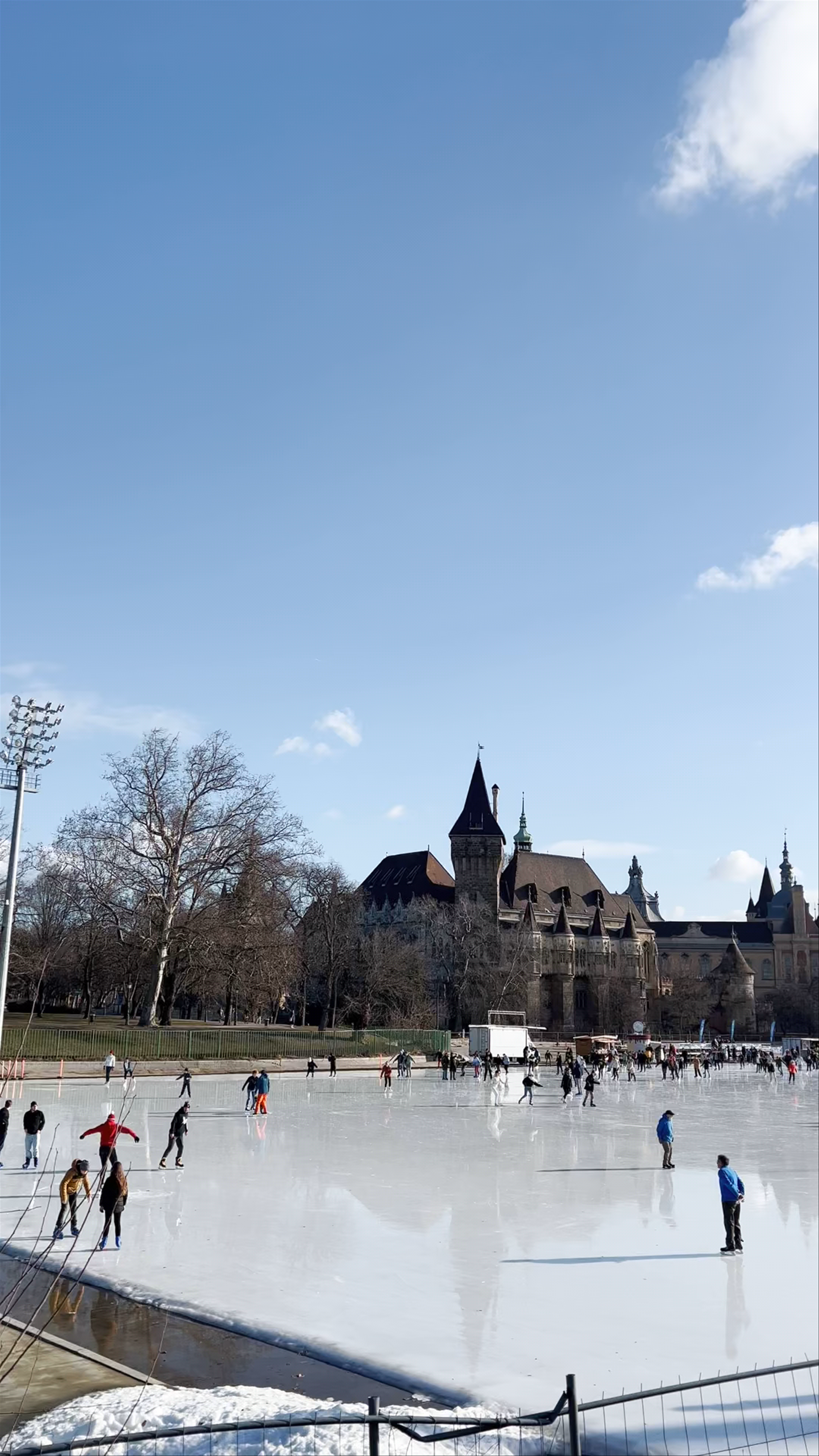 Winter Ice Skating at Zielinski Bridge, Budapest
