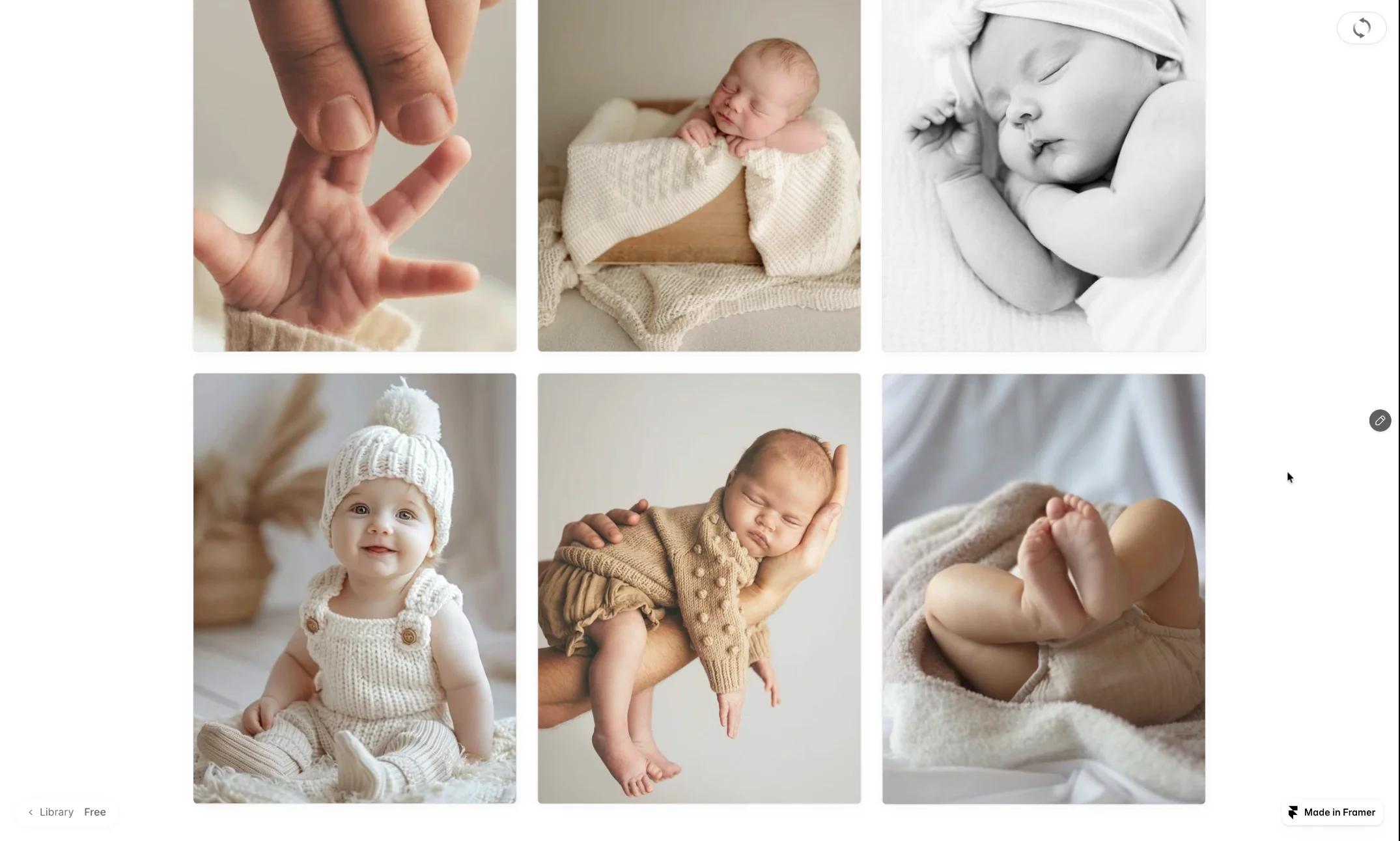 Little moments, softly revealed. 🤍A sleepy face, tiny feet, a little hand holding on. Scroll through Fade-up Grid and let each photograph arrive in its own time.Try the live previewhttps://alwebmotion.framer.website/components/fade-up-gridGet Fade-up Grid for your Framer projecthttps://buy.polar.sh/polar_cl_x3kuE9HDX0PHLqvXUJdbMfbfFtwZmSSd8AG1O3WcW9f