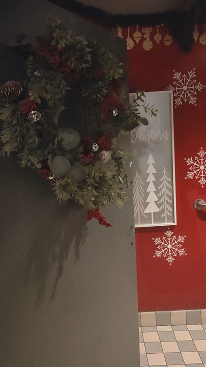 Vindicktive Wings - Restroom is ready for Christmas - Chicken Wings Near Me - Seattle, Washington