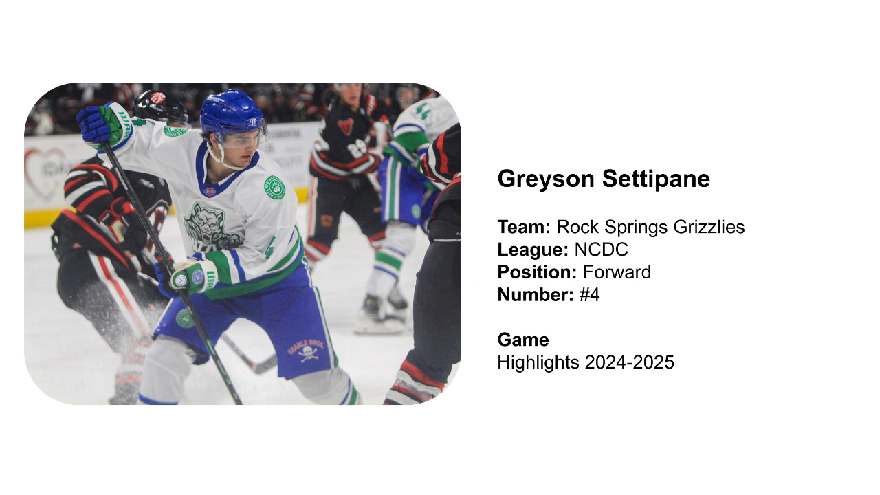 Greyson Settipane: NCDC 2024-2025 Highlights with Rock Springs Grizzlies Part One.