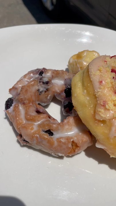 Monarch Donuts - Blueberry, Strawberry shortcake, and a donut whole - Donuts Near Me - Arcadia, California