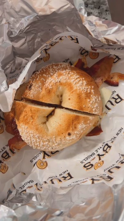 Ruby’s Bagels - Bacon, egg, and cheese on a salt bagel - Bagels Near Me - Summerville, South Carolina