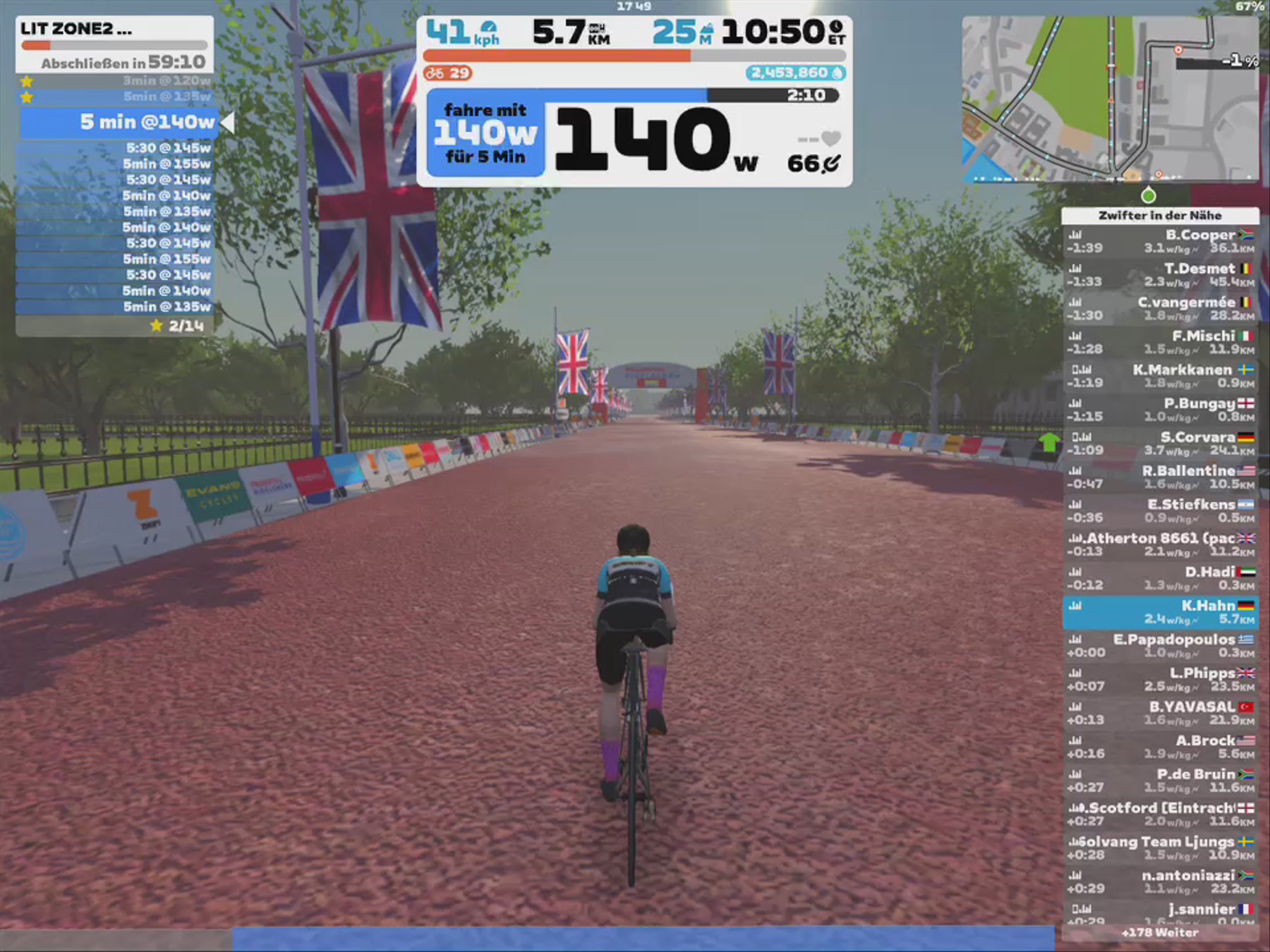 Zwift - LIT ZONE2 PYRAMIDES // 1:10H in London