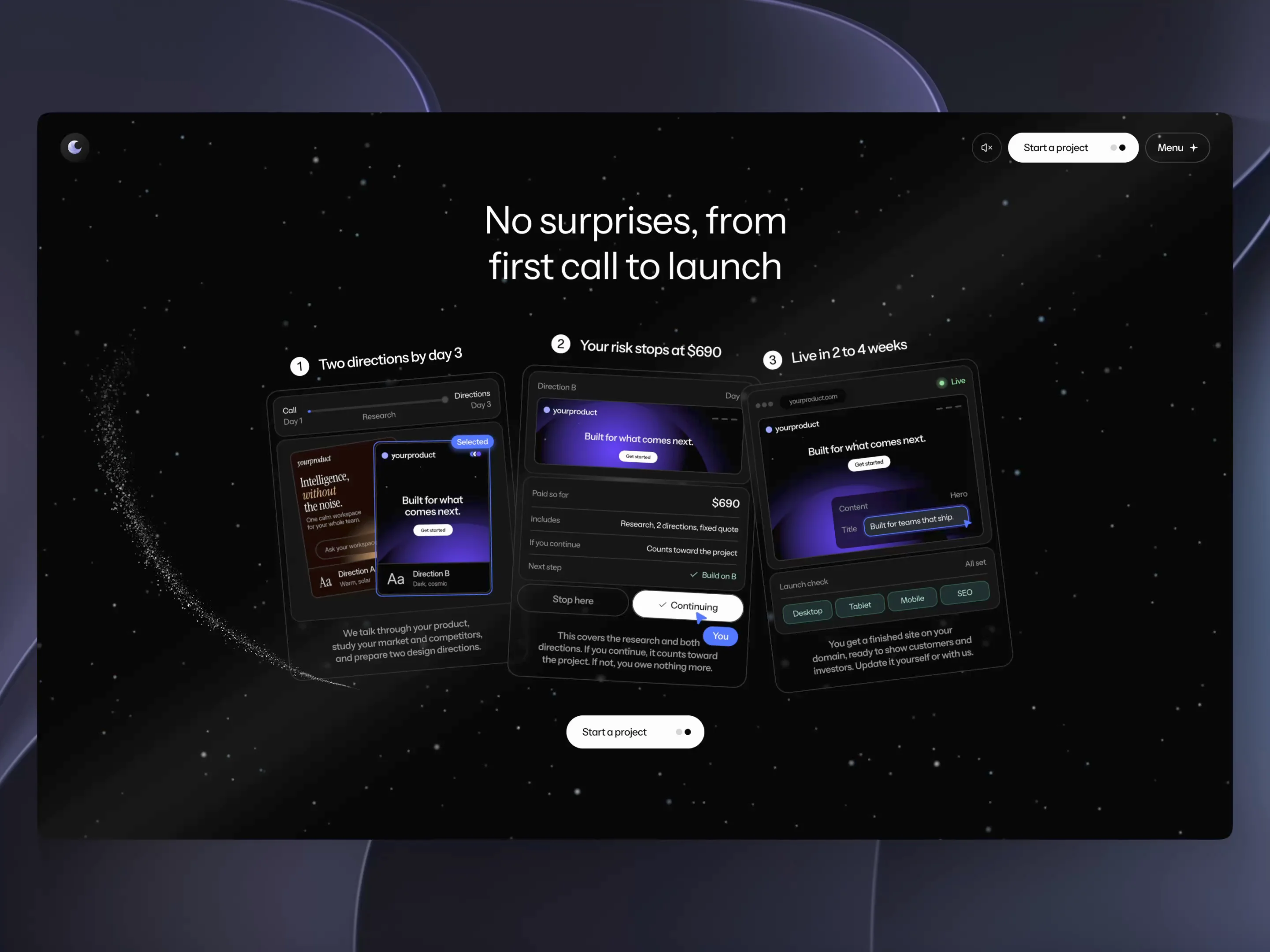 building the process section for lunaui.co animations are up next 🌙