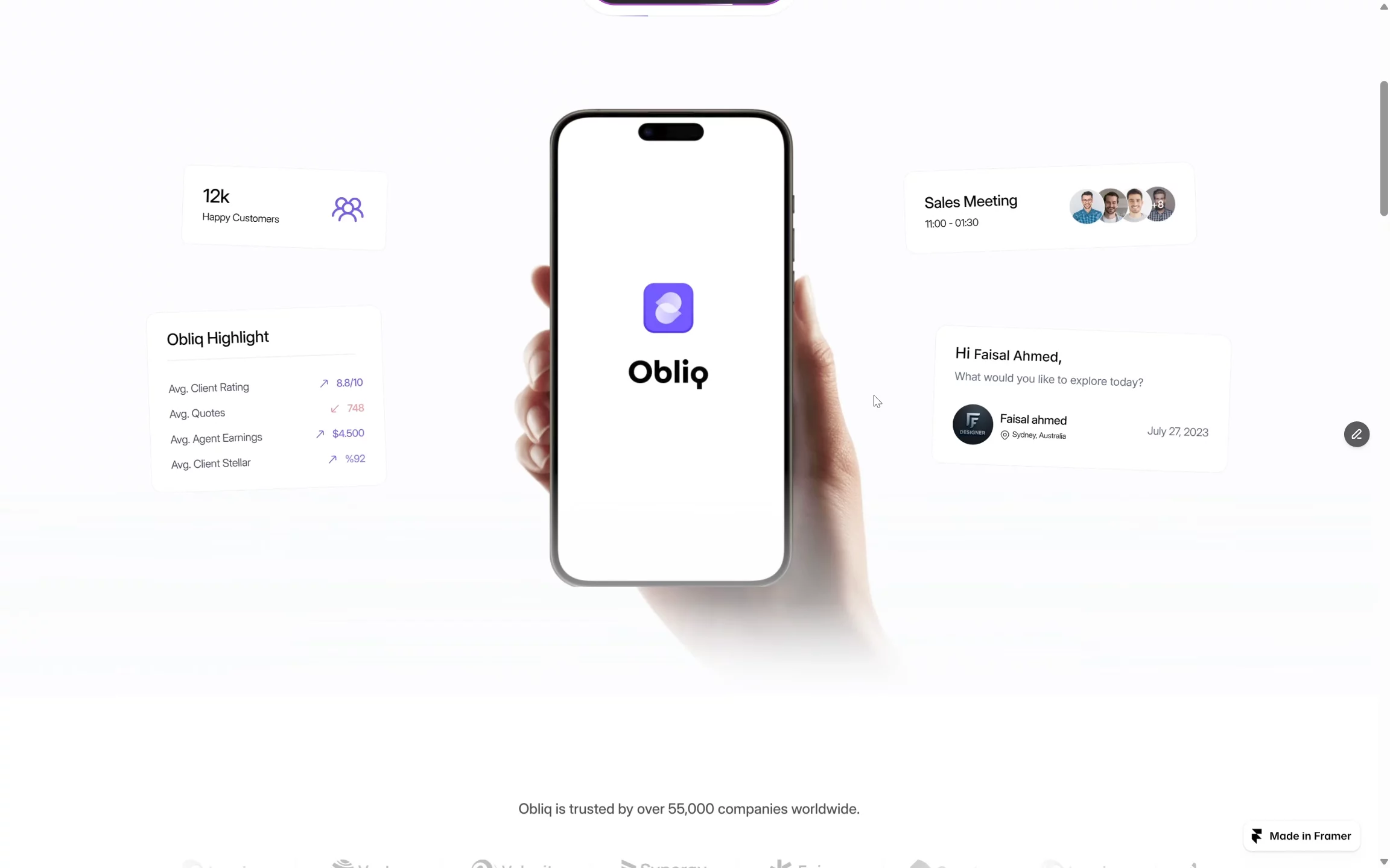 Developed in Framer💫  From Figma design to fully working simple landing page.  Design is made by @_heyfaisal (on X/twitter)