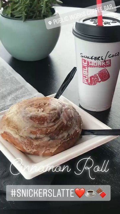 Public Works - Ahhhh cinnamon roll & snickers latte - Coffee & Tea Near Me - Henderson, Nevada