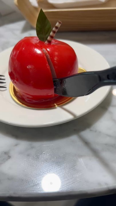 Vincent Bakery Cafe - I'm a complete amateur at videoing while cutting food so bear with me. The mousse is so smooth. - Desserts Near Me - Alpharetta, Georgia