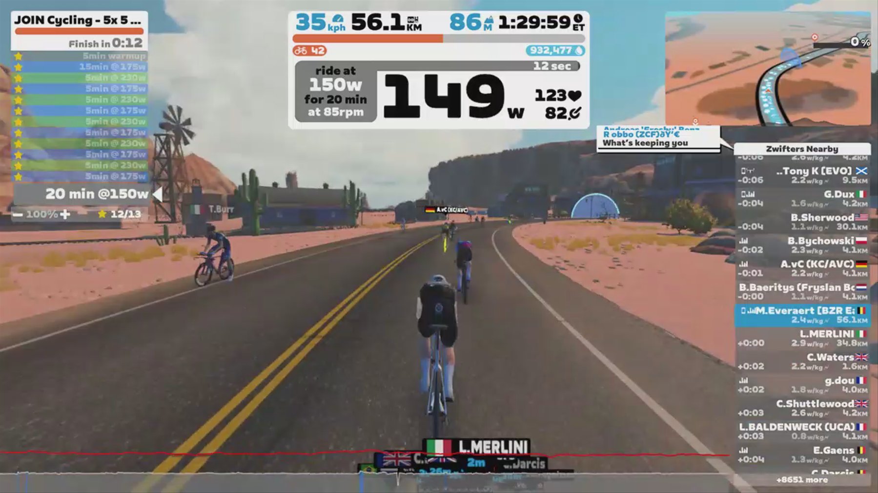 Zwift - JOIN Cycling - 5x 5 min tempo