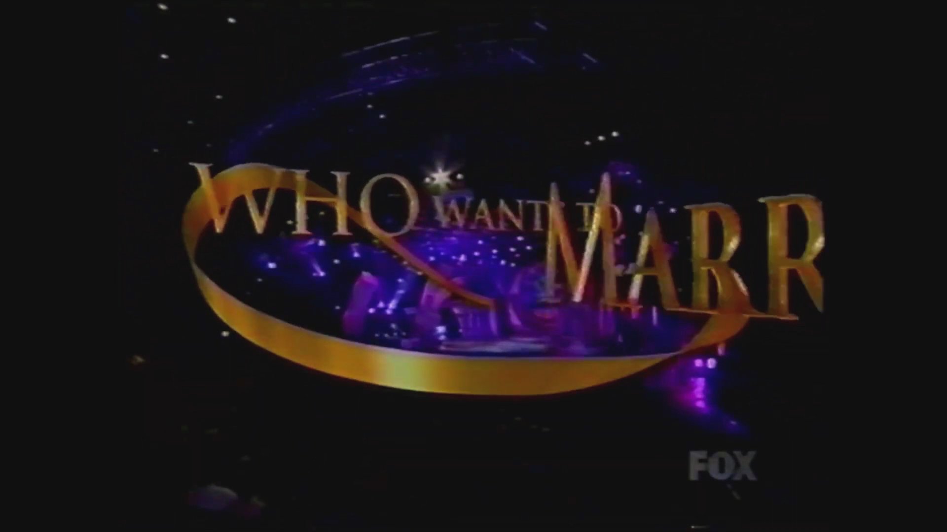 Promotional segments for the reality television competition Who Wants to Marry a Multi-Millionaire feature contestants on stage and title card graphics for the network broadcast.